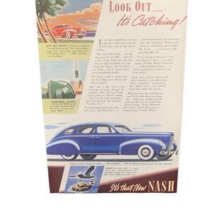 Vintage 1938 Nash Look Out it’s Catching Ad Advertisement